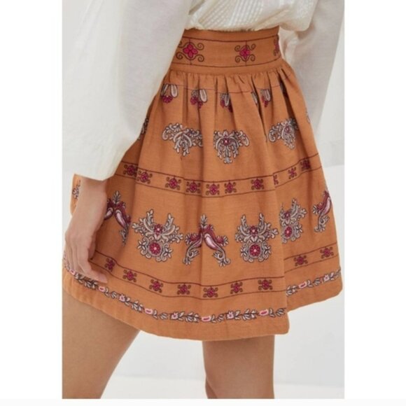 Anthropologie Meghan Embroidered miniskirt Sz.10 - Picture 2 of 5